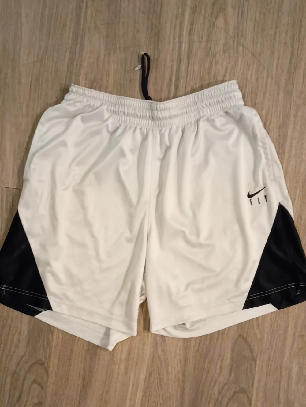 Nike Men’s White Athletic Shorts with Black Panels